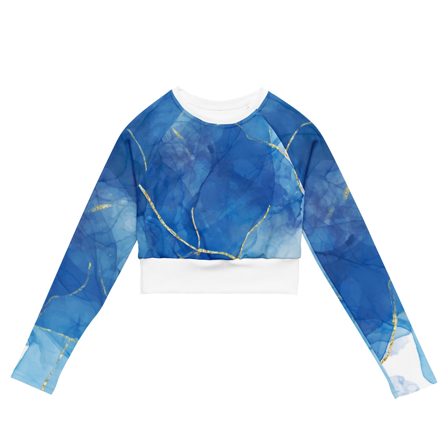 Bottom Time™ Eco-Friendly Long-Sleeve Crop Top, Rash Guard, Bubbles, Blue, Sets