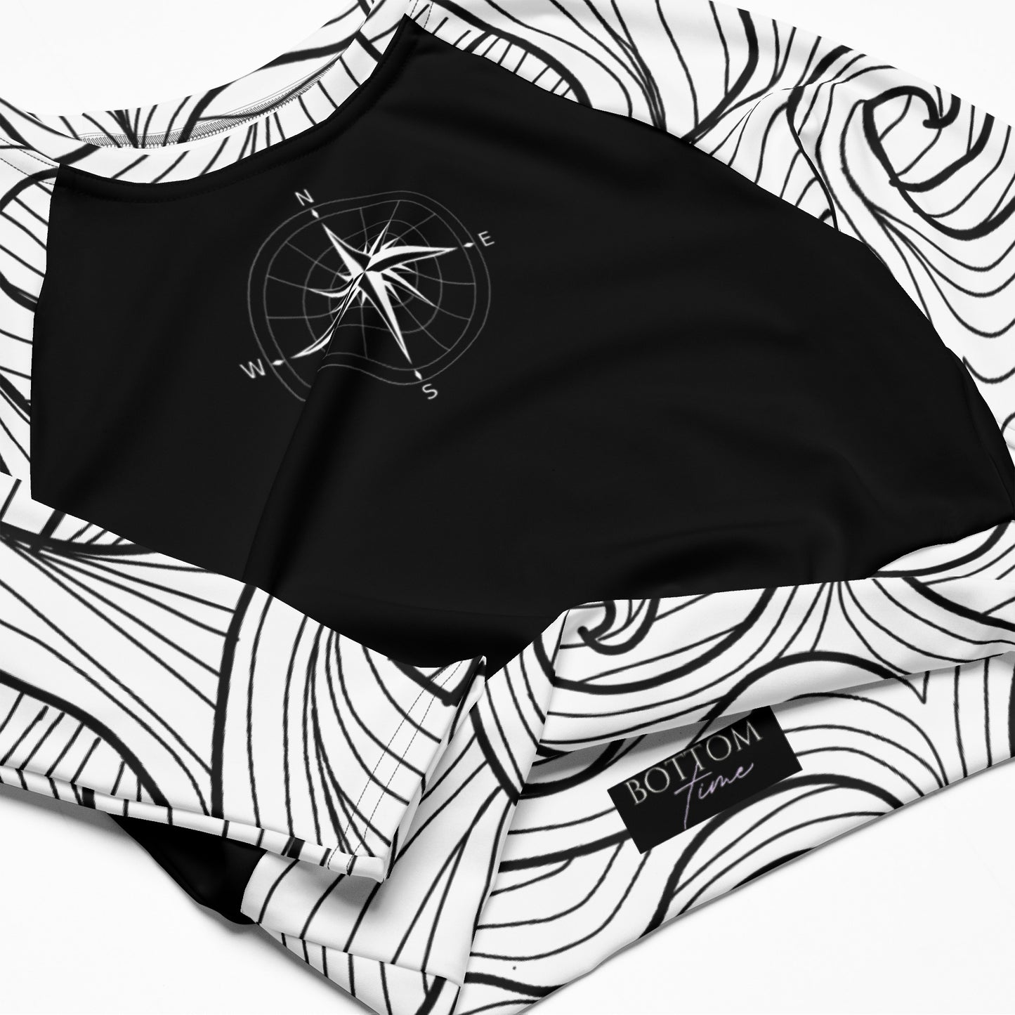 Bottom Time™ Eco-Friendly Long-Sleeve Crop Top, Rash Guard, Compass, Sets