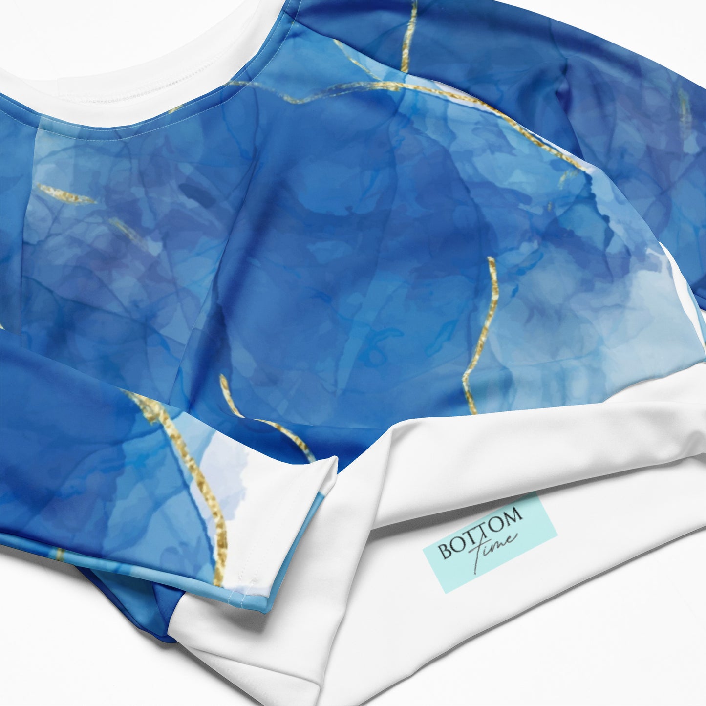 Bottom Time™ Eco-Friendly Long-Sleeve Crop Top, Rash Guard, Bubbles, Blue, Sets