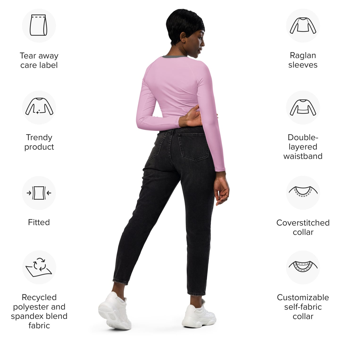 Bottom Time™ Eco-Friendly long-sleeve crop top, Pink