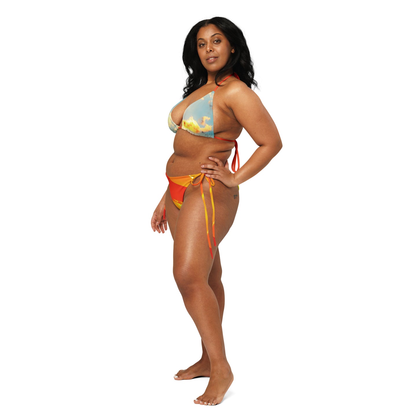 Strappy recycled string bikini,  Custom, Sunset