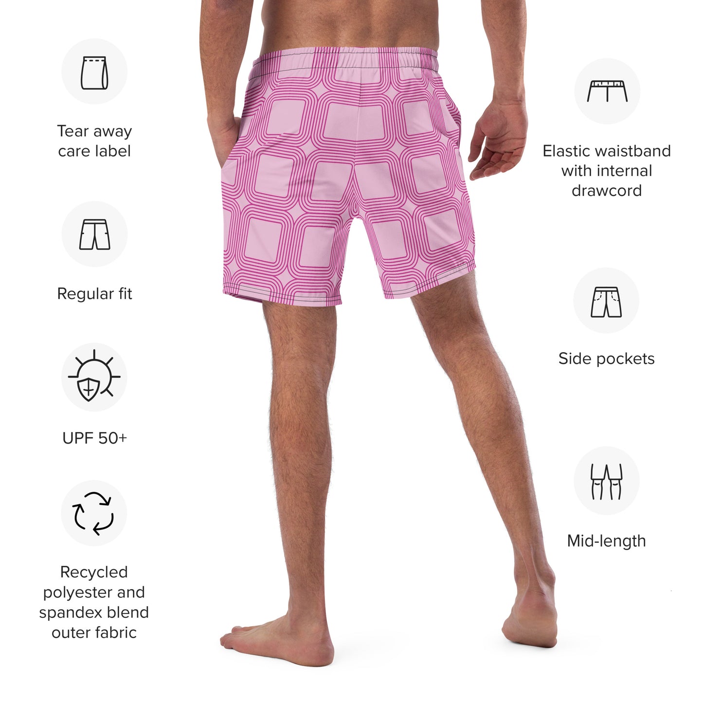 Bottom Time™ Eco-Friendly Men's Swim Trunks, Pink