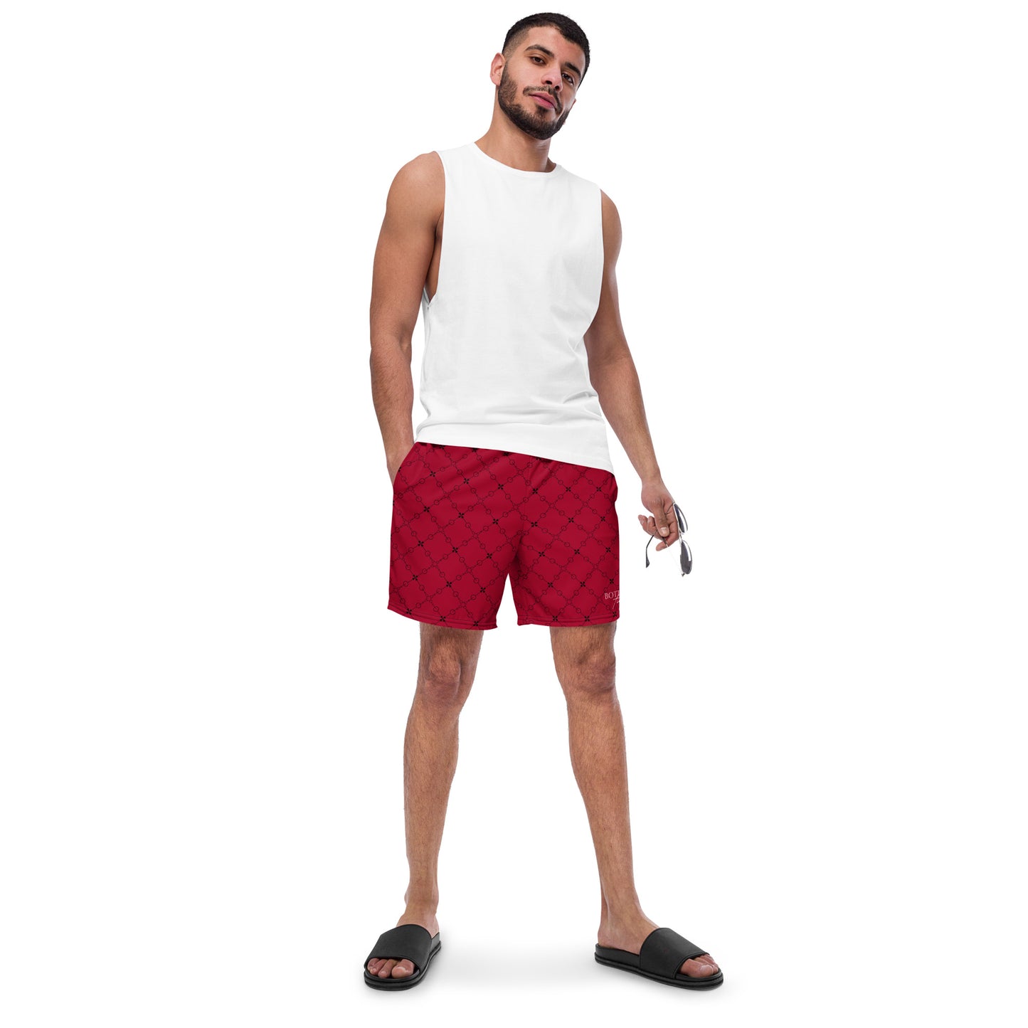 Bottom Time™ Eco-Friendly Men's Swim Trunks, Custom, Sets, red