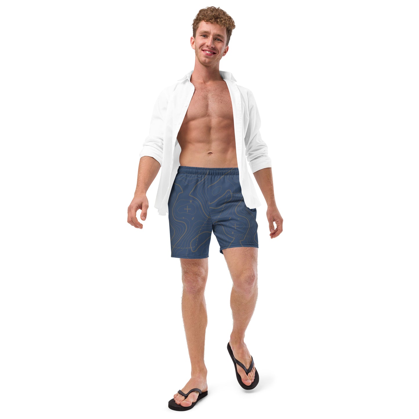 Bottom Time™ Eco-Friendly Men's Swim Trunks, Ocean FLoor, Blue