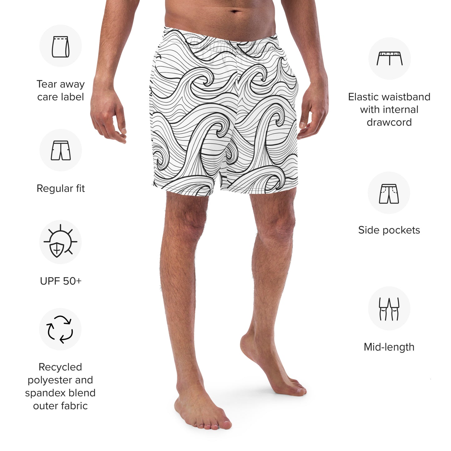 Bottom Time™ Eco-Friendly Men's Swim Trunks, Compass