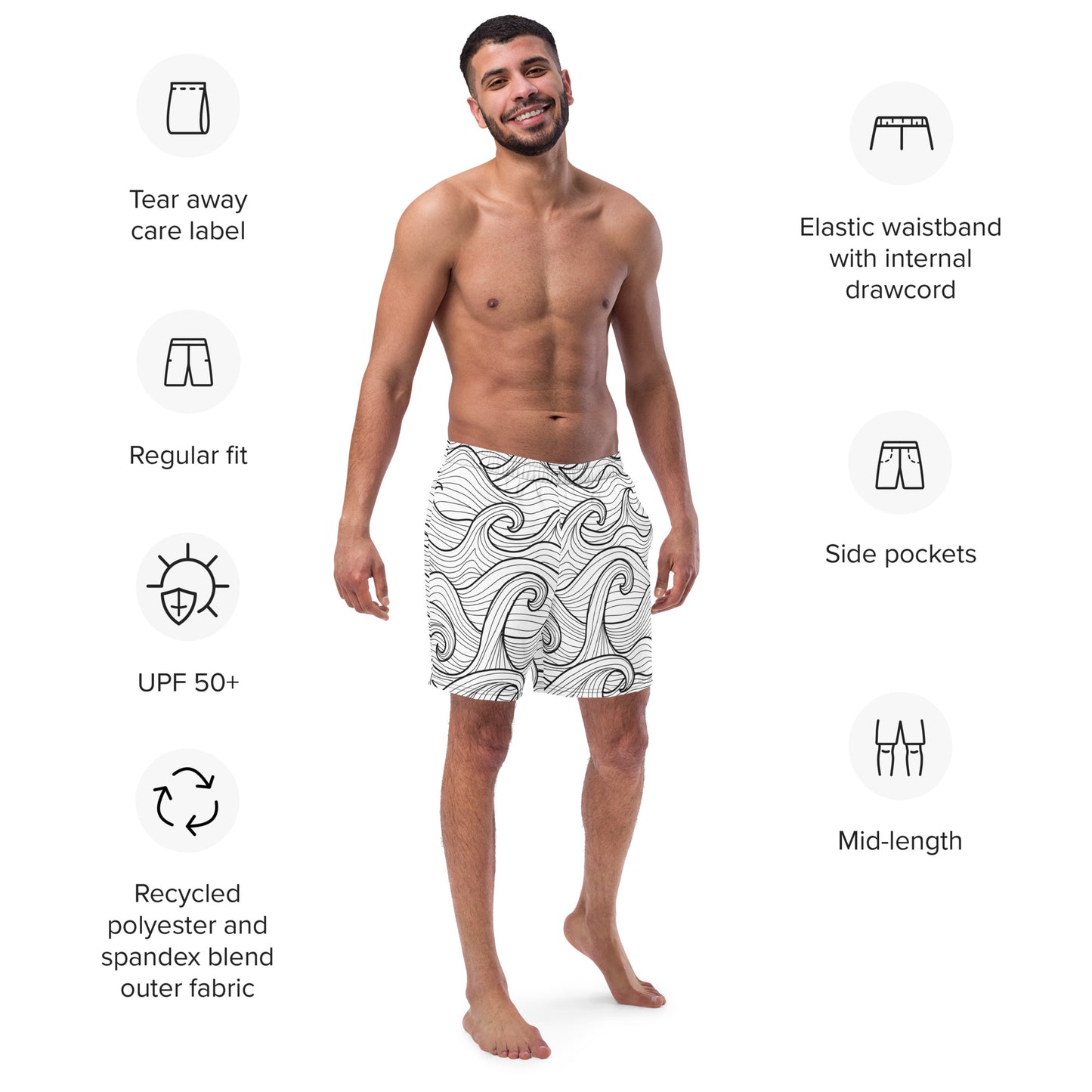 Bottom Time™ Eco-Friendly Men's Swim Trunks, Compass