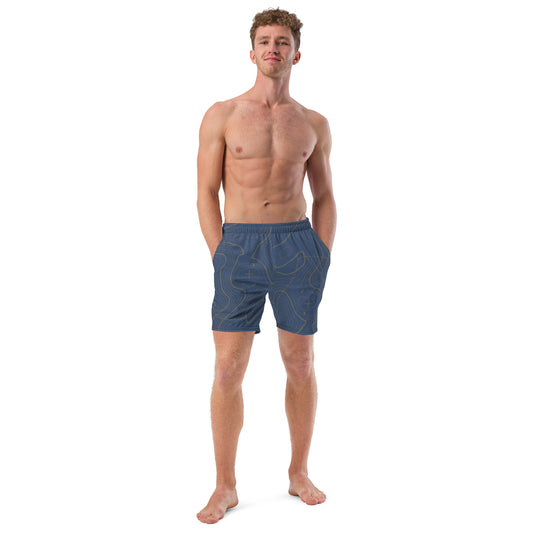 Bottom Time™ Eco-Friendly Men's Swim Trunks, Ocean FLoor, Blue
