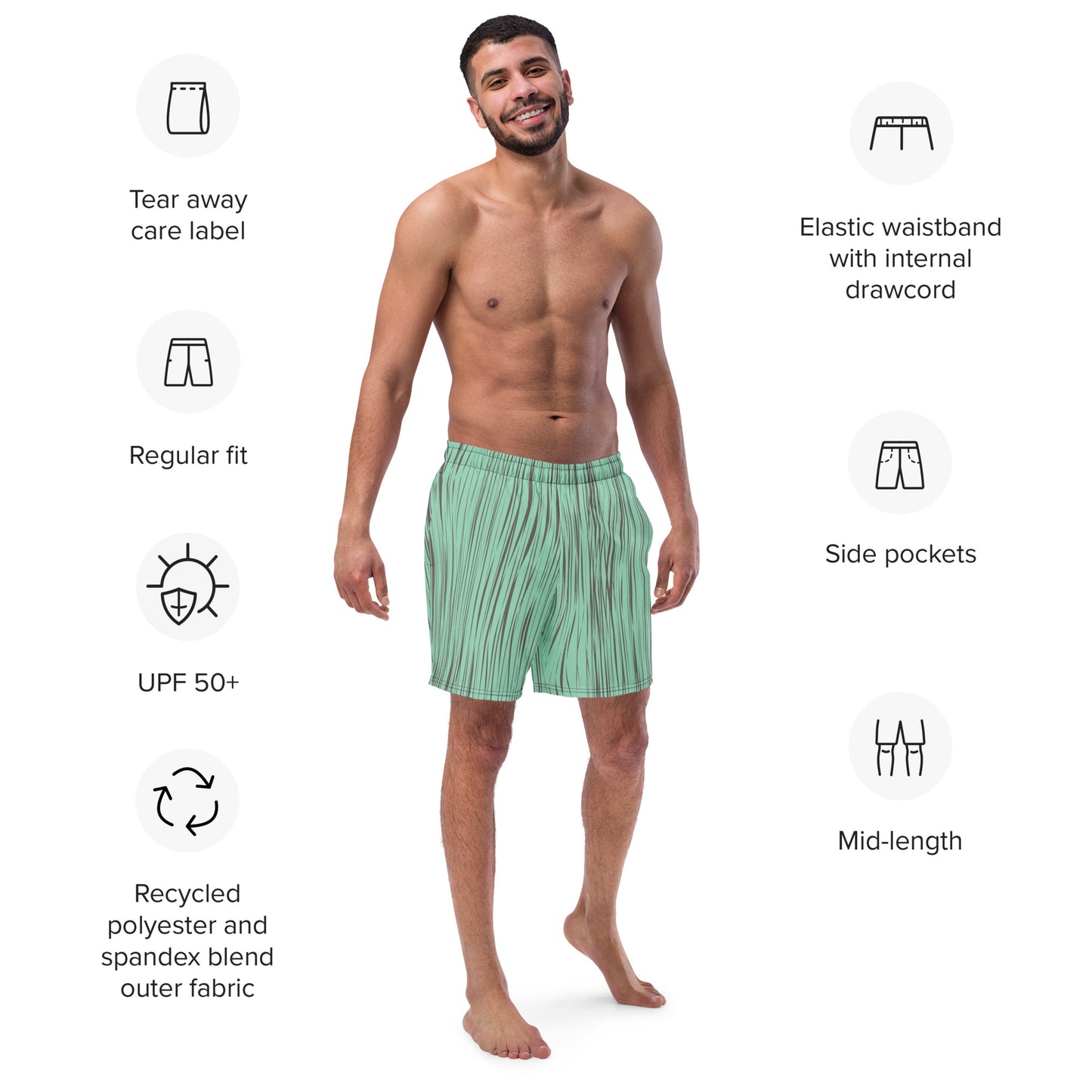 Bottom Time™ Eco-Friendly Men's Swim Trunks, Sea Turtle