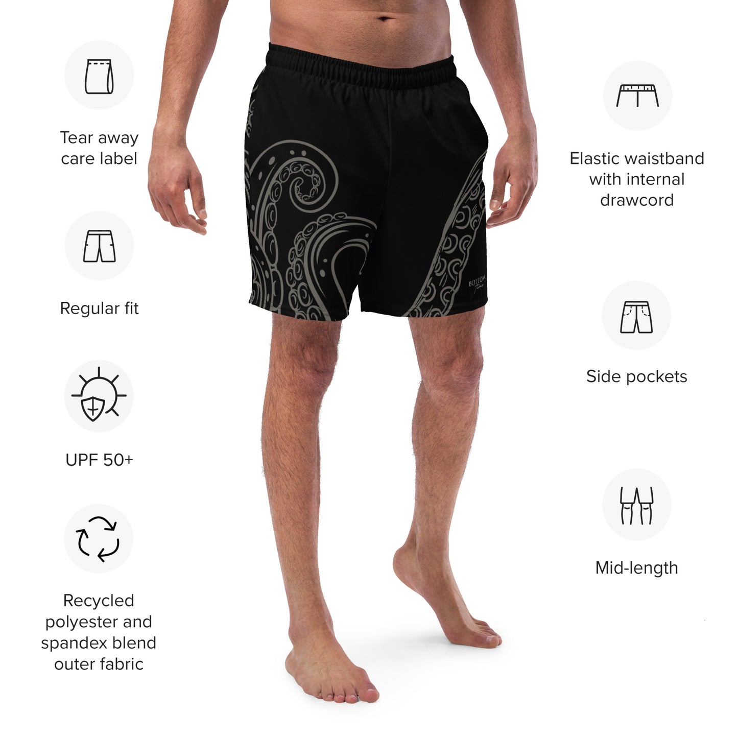 Bottom Time™ Eco-Friendly Men's Swim Trunks, Octopus