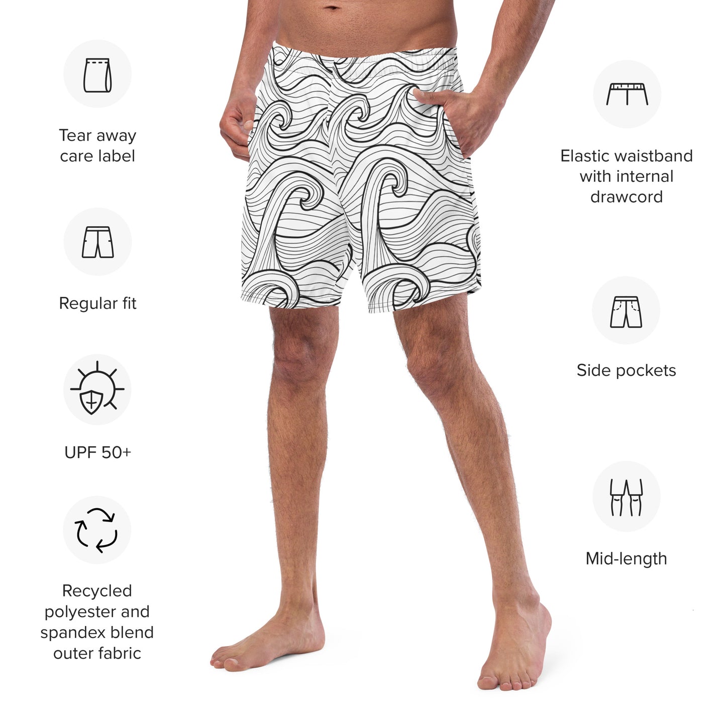 Bottom Time™ Eco-Friendly Men's Swim Trunks, Compass