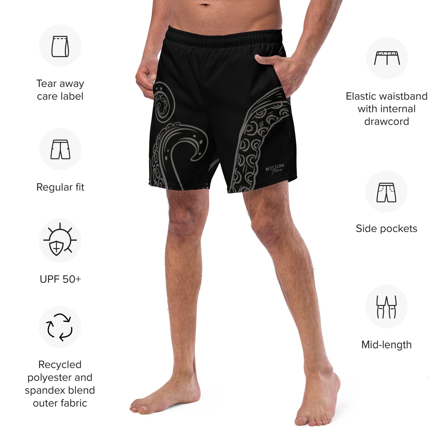 Bottom Time™ Eco-Friendly Men's Swim Trunks, Octopus