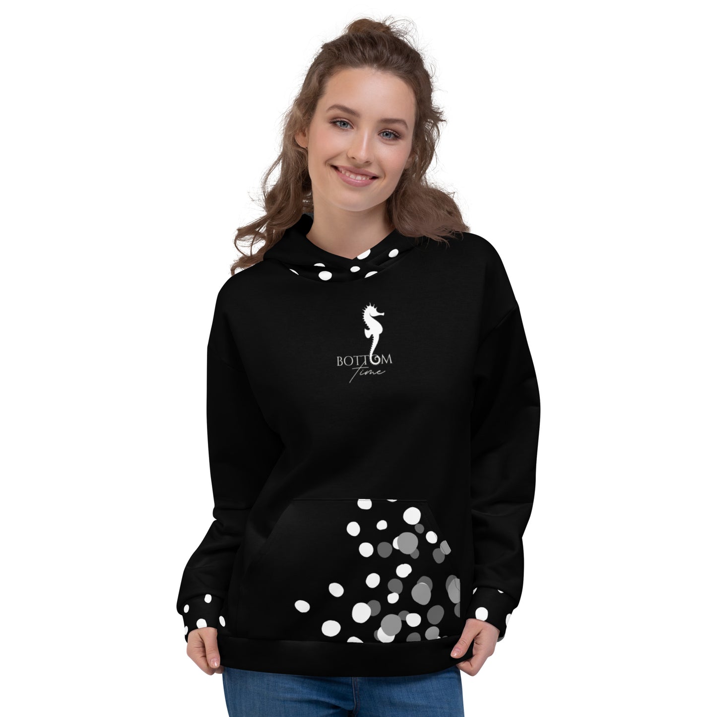 Bottom Time™ Eco-Friendly Unisex Hoodie, Stingray, Black and White