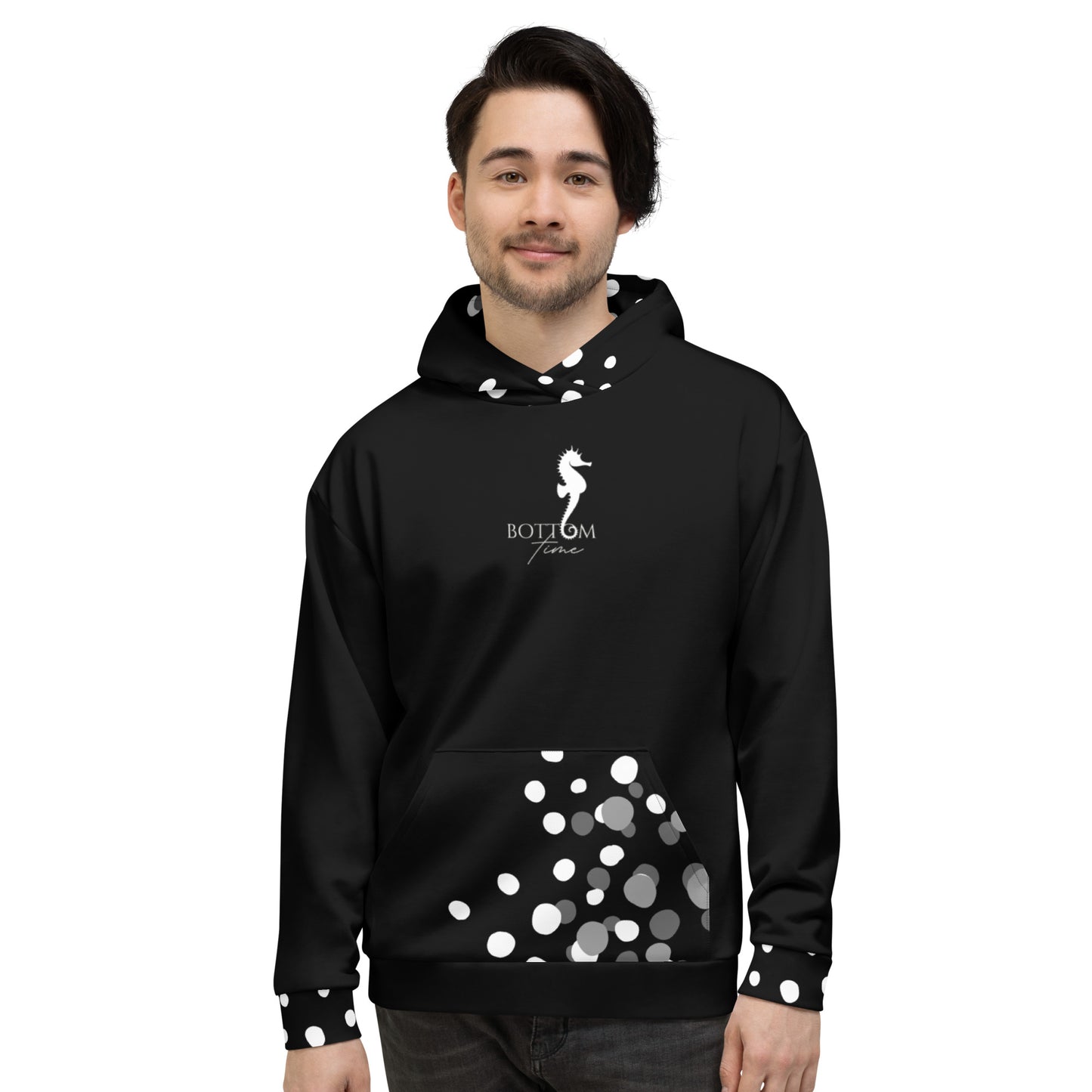 Bottom Time™ Eco-Friendly Unisex Hoodie, Stingray, Black and White