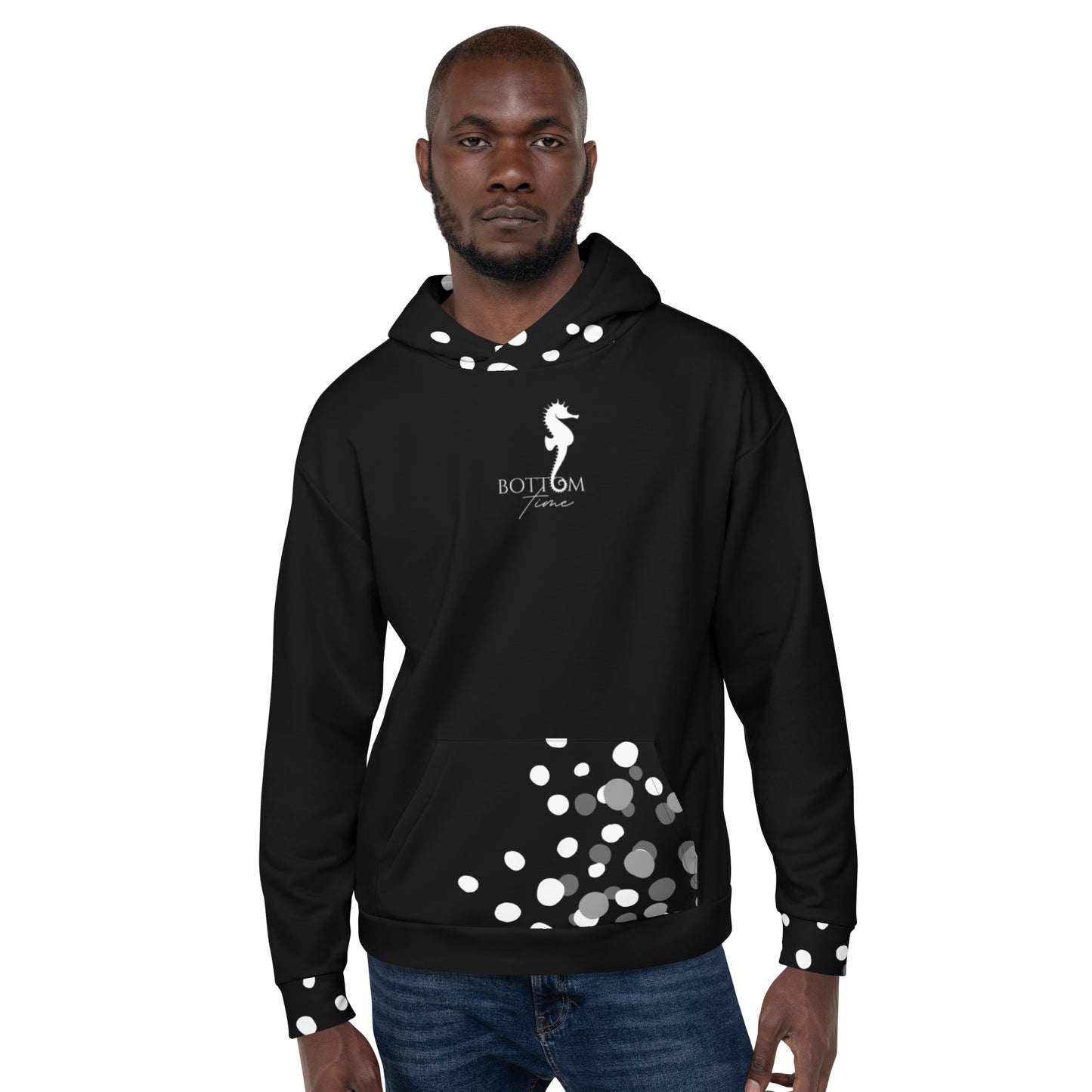 Bottom Time™ Eco-Friendly Unisex Hoodie, Stingray, Black and White