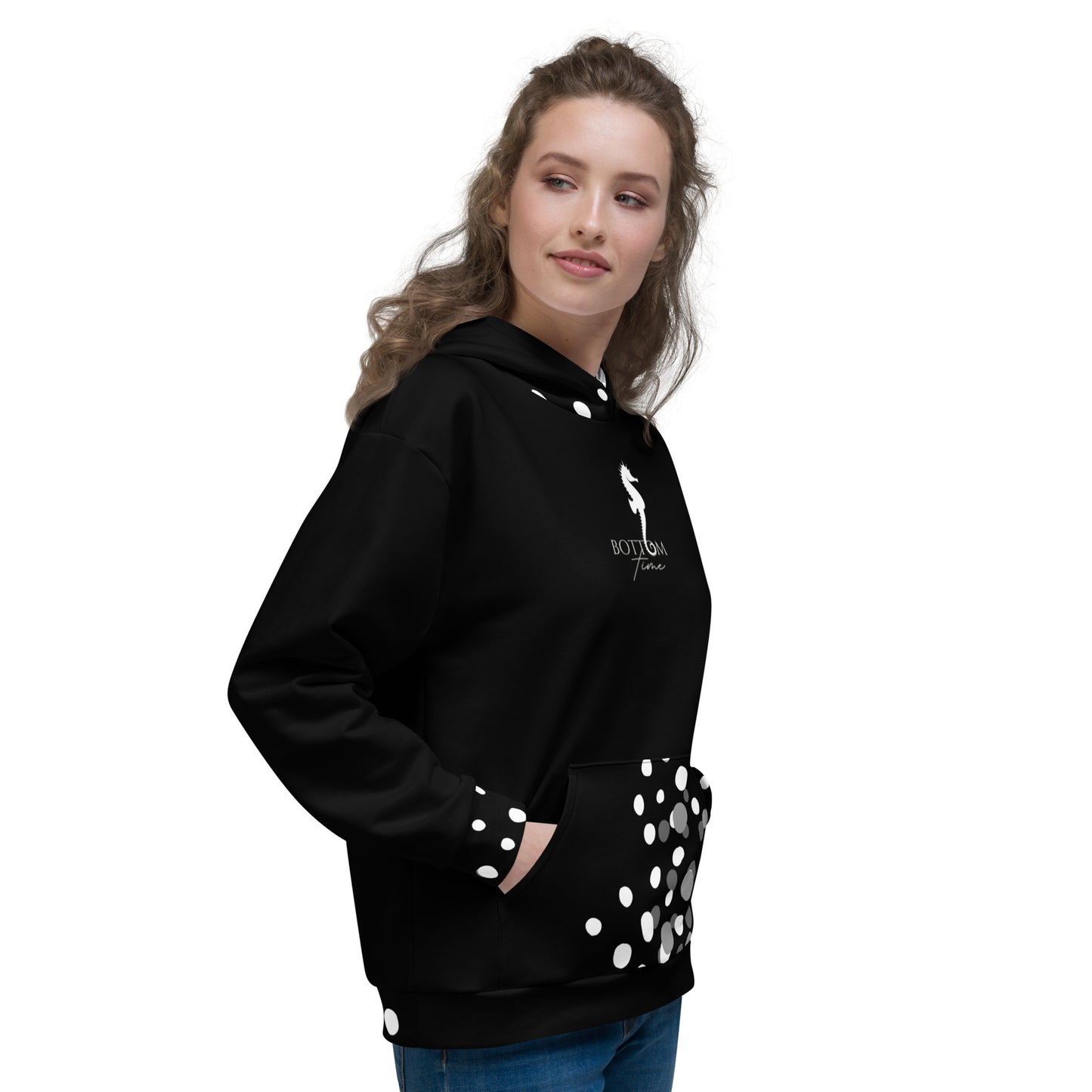 Bottom Time™ Eco-Friendly Unisex Hoodie, Stingray, Black and White