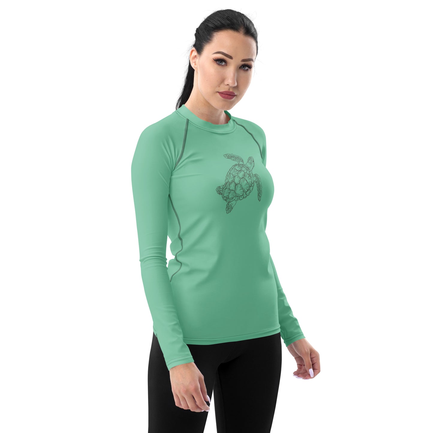 Bottom Time™ Eco-Friendly Women's Rash Guard, Sea Turtle