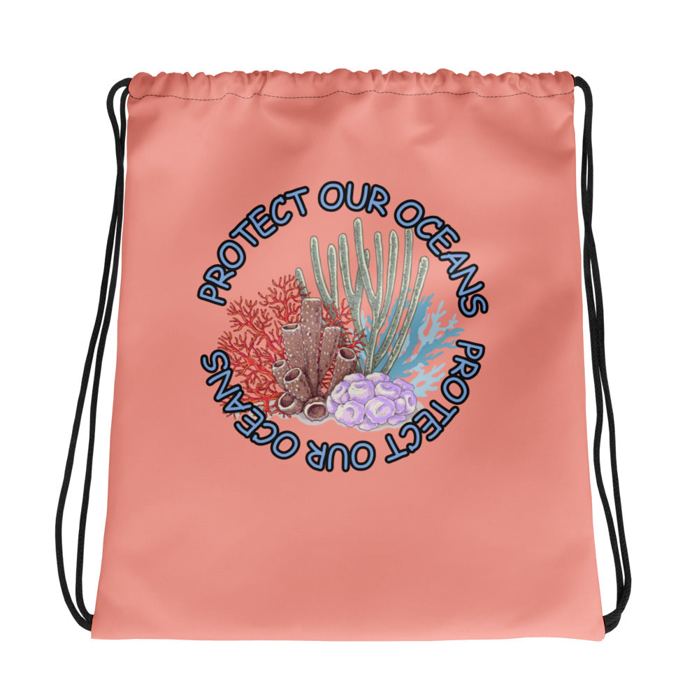 Bottom Time™ Eco-Friendly Drawstring bag, Scuba Diver Life, Protect Our oceans