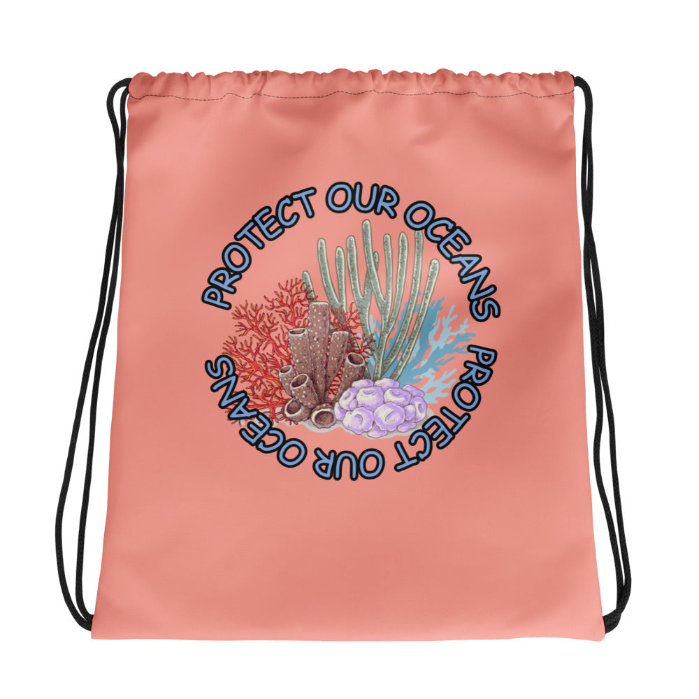 Bottom Time™ Eco-Friendly Drawstring bag, Scuba Diver Life, Protect Our oceans