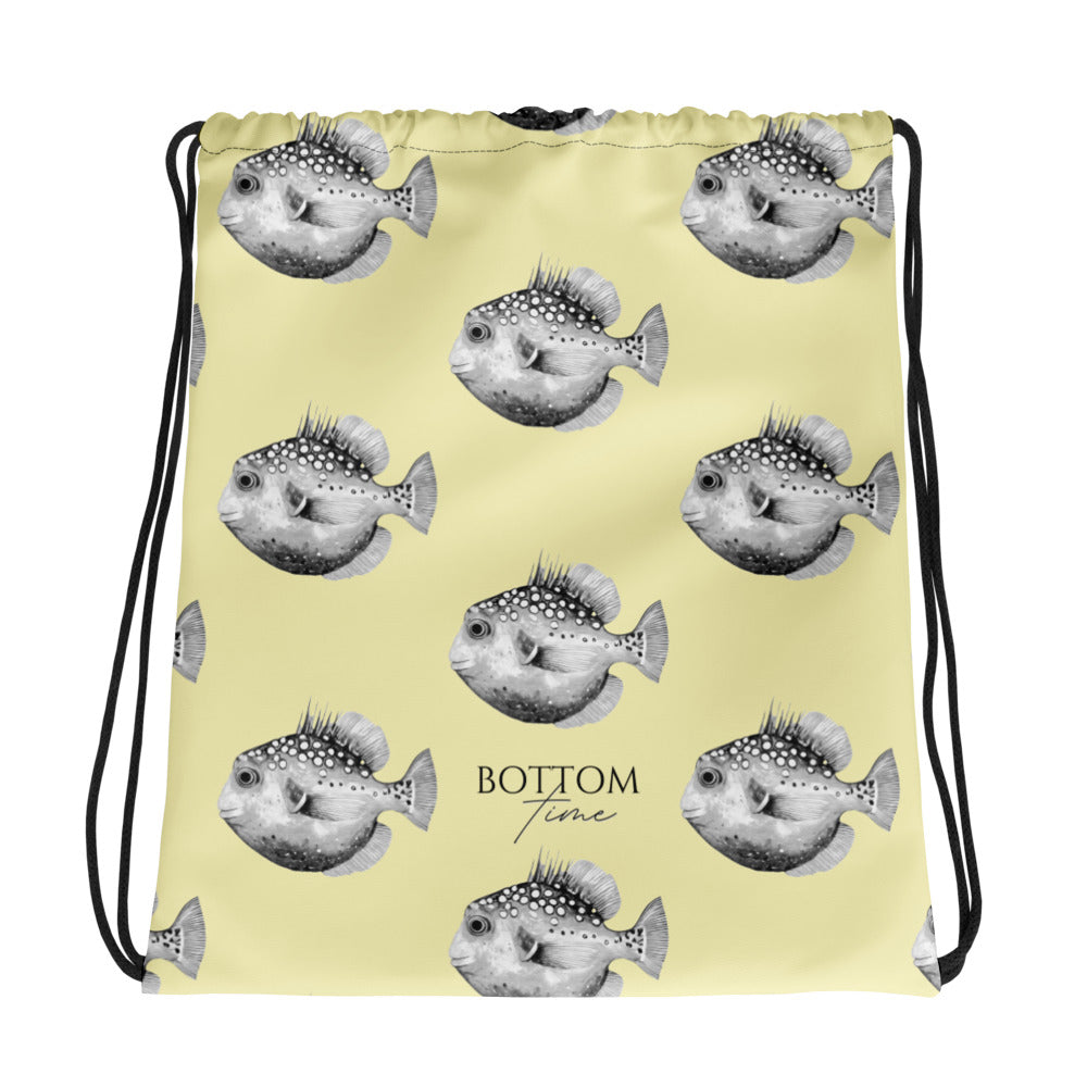 Bottom Time™ Eco-Friendly Drawstring bag, Scuba Diver Life, Puffer Fish