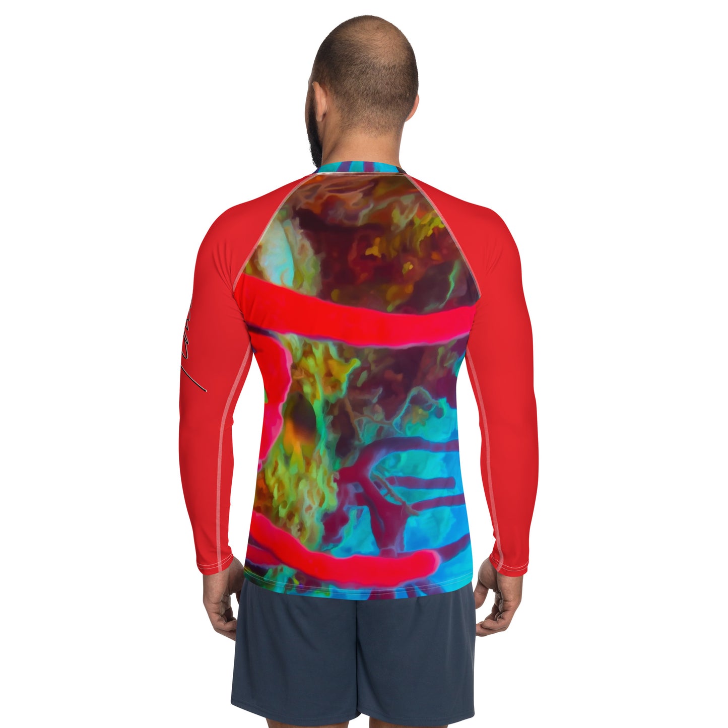 Bottom Time™ Eco-Friendly Men's Rash Guard, Ocean, Red