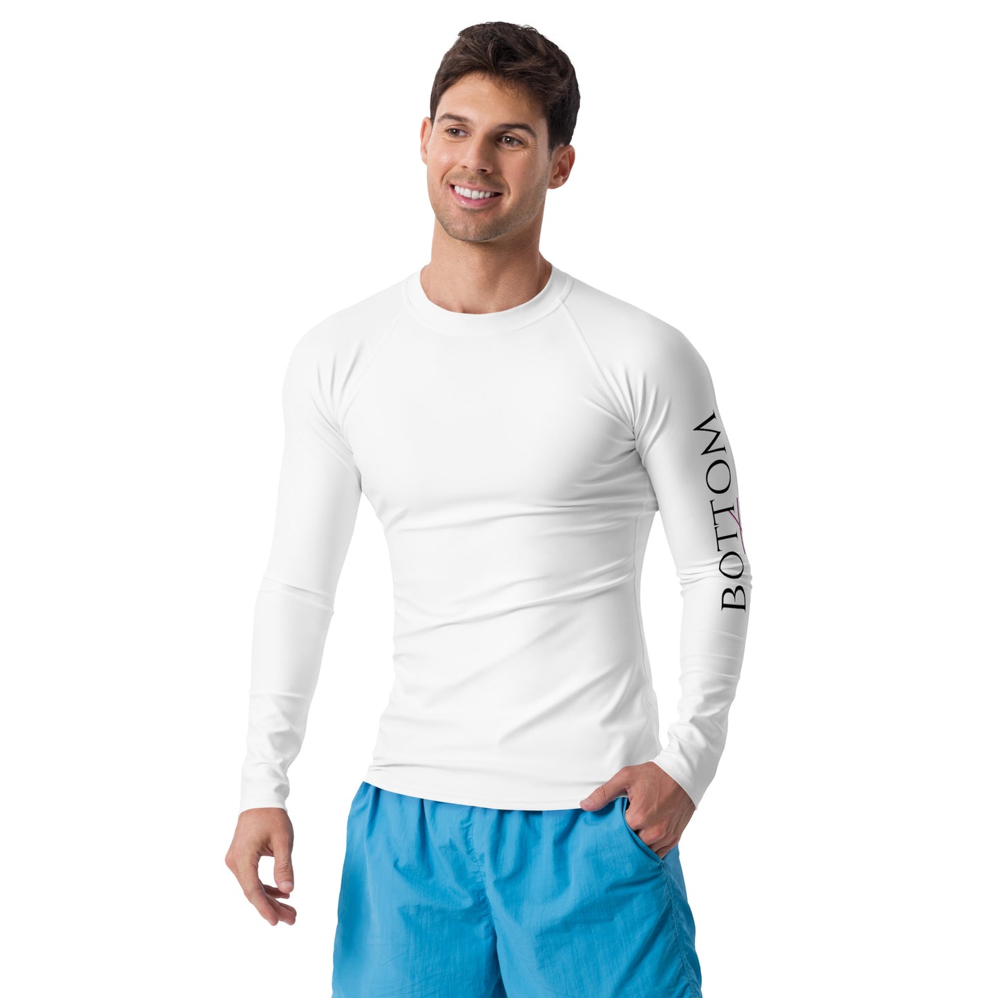 Bottom Time™ Eco-Friendly Men's Rash Guard, Flowers, White