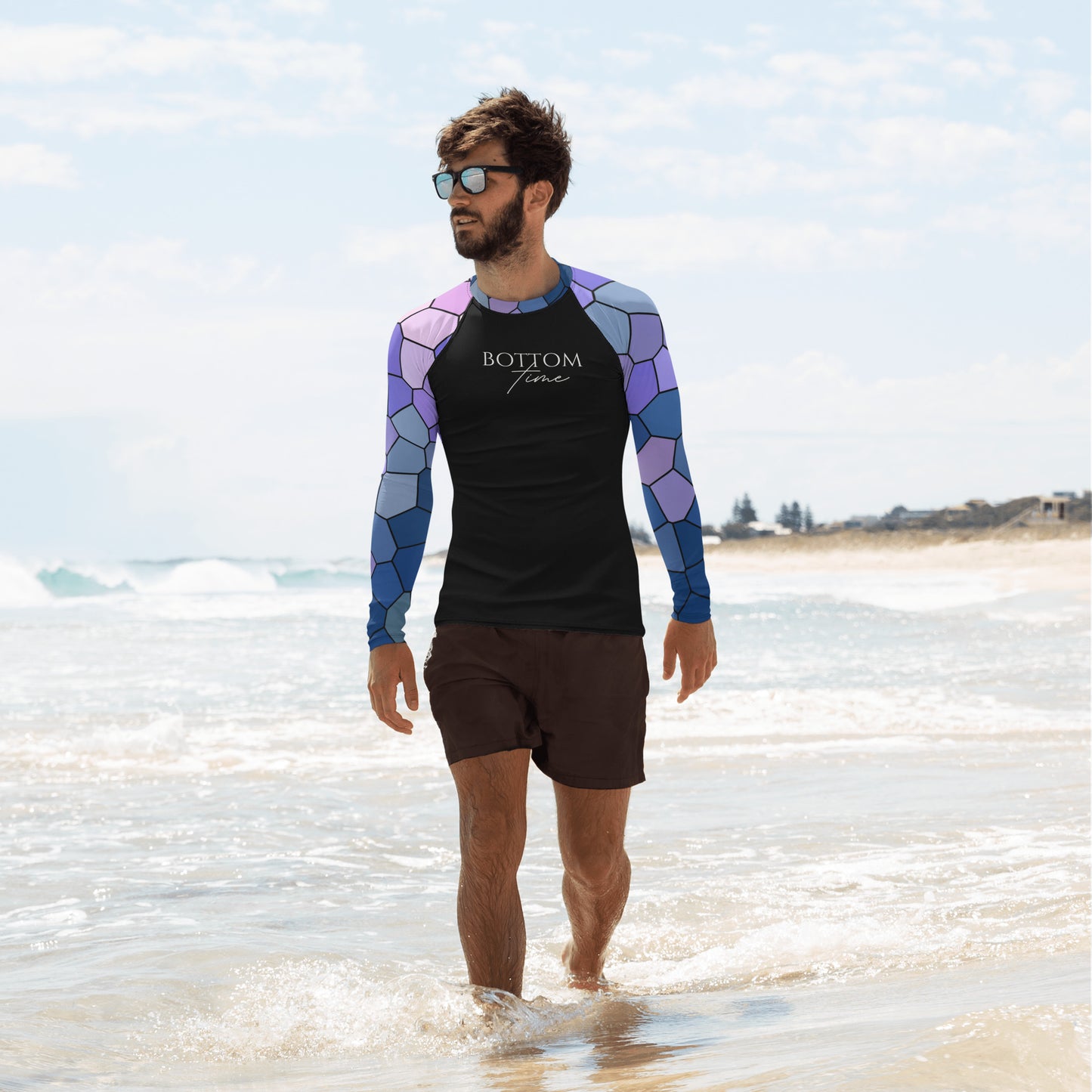 Bottom Time™ Eco-Friendly Men's Rash Guard, Ocean, Mosaic