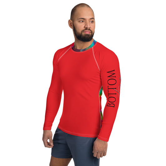 Bottom Time™ Eco-Friendly Men's Rash Guard, Ocean, Red