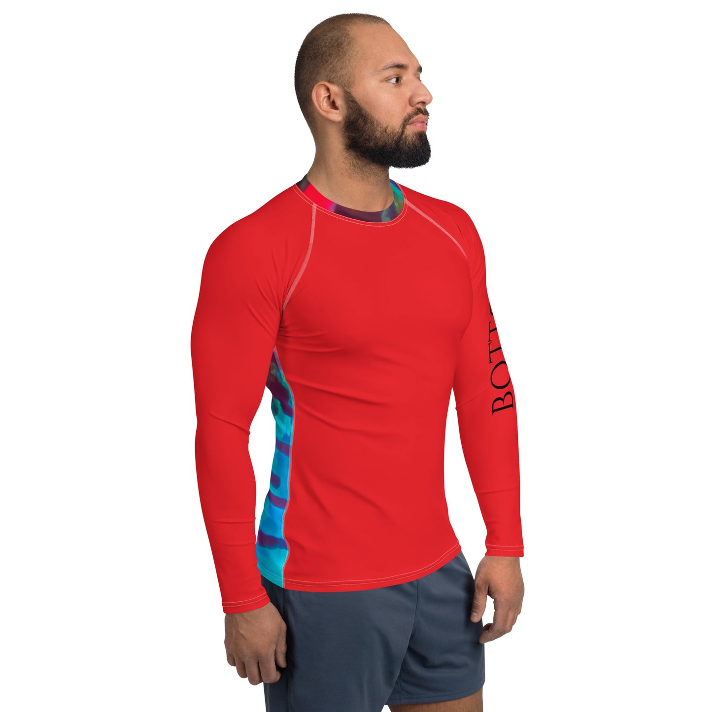 Bottom Time™ Eco-Friendly Men's Rash Guard, Ocean, Red