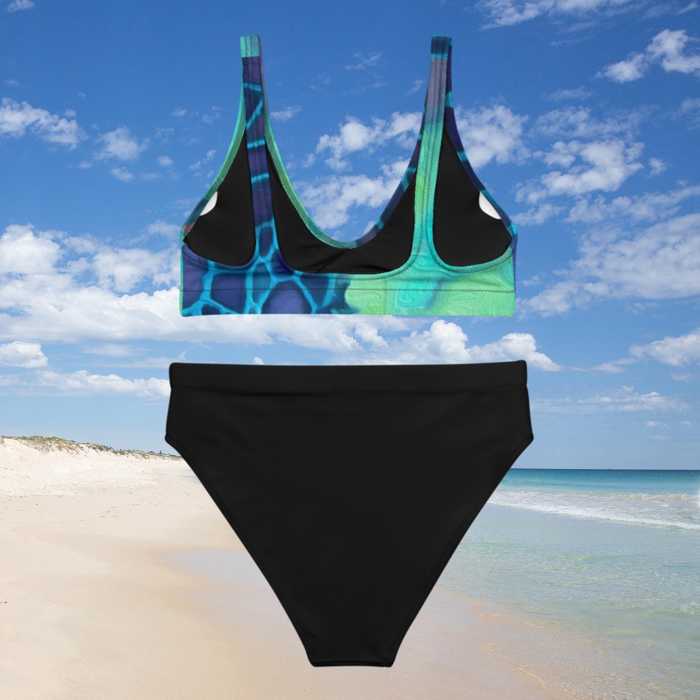 Bottom Time™ Eco-Friendly Recycled High-Waisted Bikini, Two-Piece Swimsuit, Sea Turtle