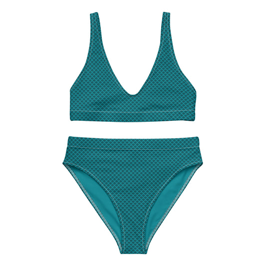 Bottom Time™ Eco-Friendly Recycled High-Waisted Bikini, Two-Piece Swimsuit, Ocean Scales