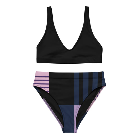 Bottom Time™ Eco-Friendly Recycled High-Waisted Bikini, Two-Piece Swimsuit, purple Guppies