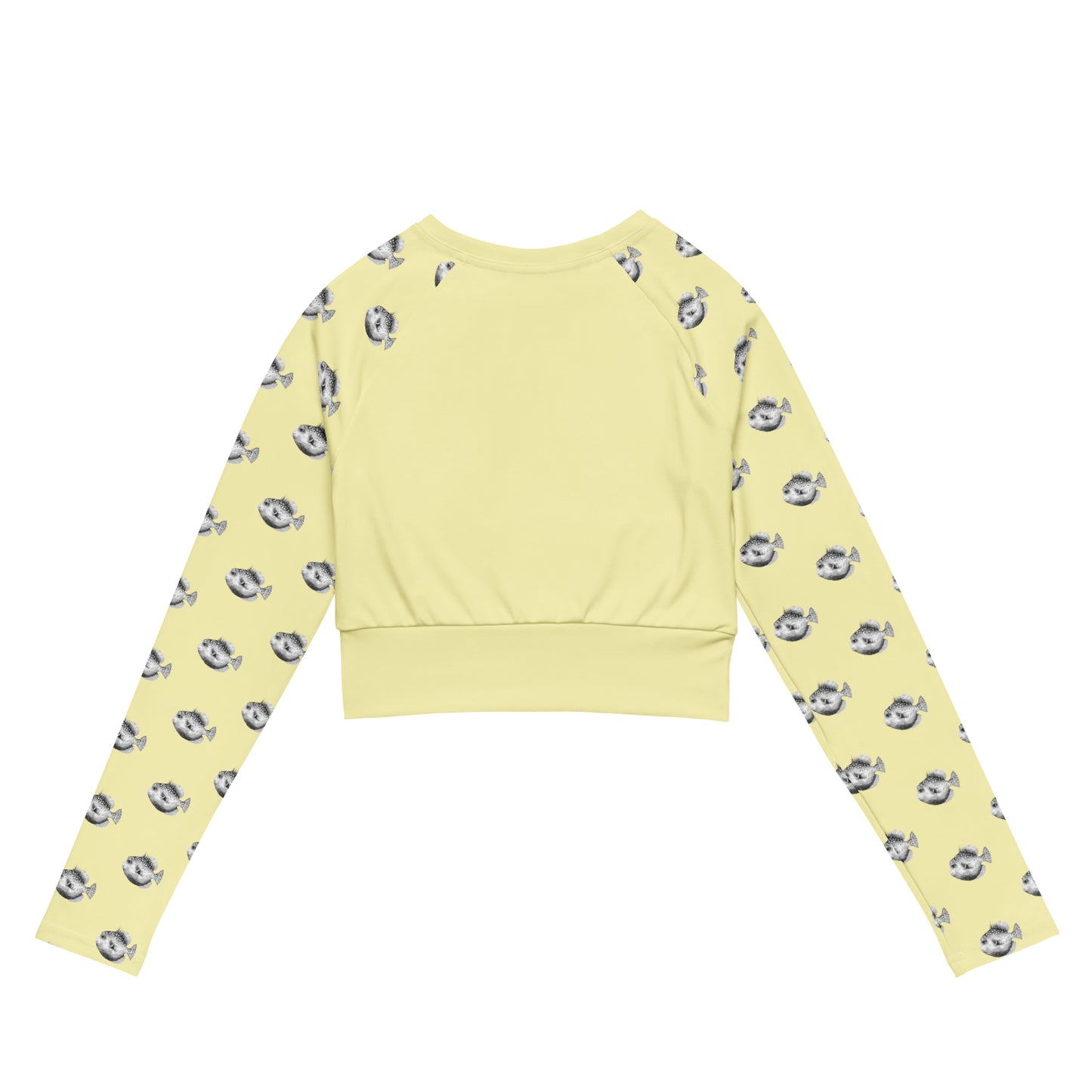 Bottom Time™ Eco-Friendly Long-Sleeve Crop Top, Rash guard, Puffer Fish