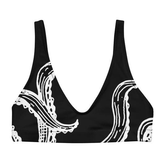 Bottom Time™ Eco-Friendly Recycled Padded Bikini Top, Octopus, Black and White