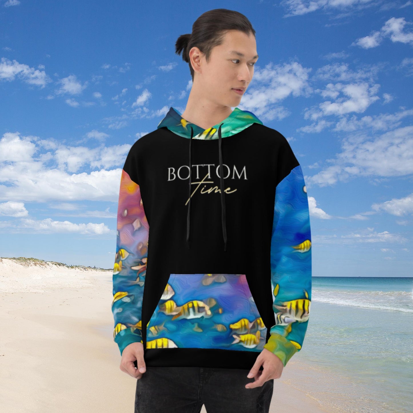 Bottom Time™ Eco-Friendly Unisex Hoodie, Scuba Diver, Fish