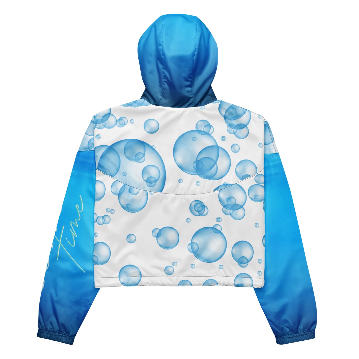 Women’s Crop scuba diving windbreaker Jacket, Bubbles, Blue