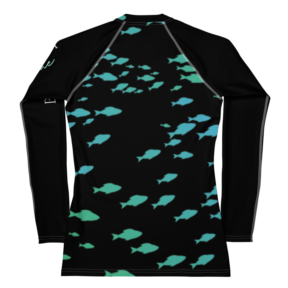 Bottom Time™ Eco-Friendly Women's Rash Guard Ocean, Black, Fish, Sets