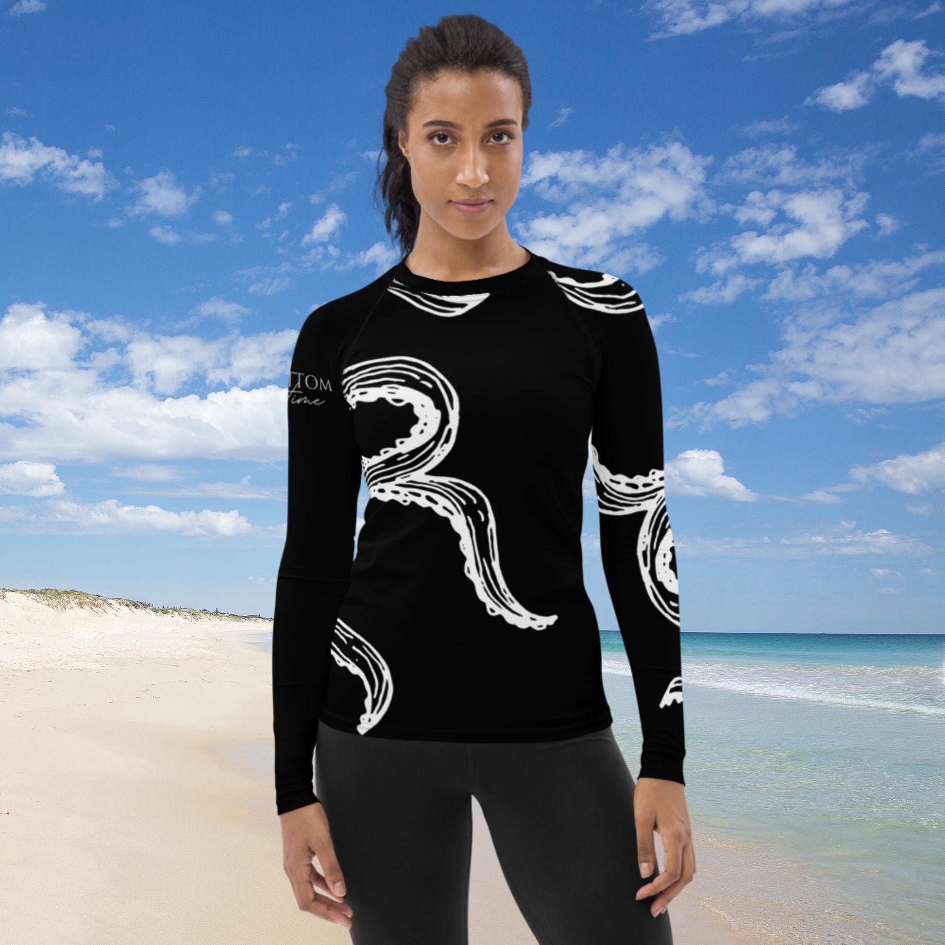 Octopus rash guard, black and white