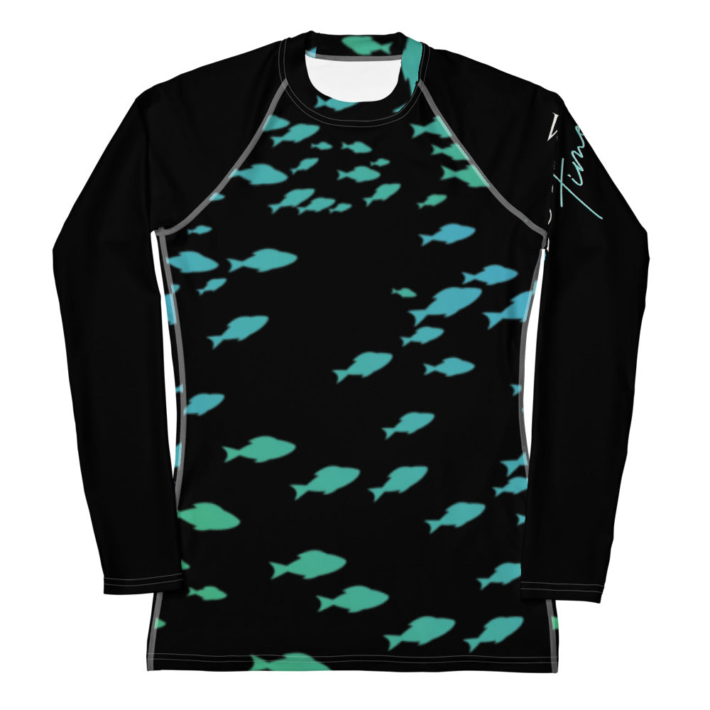 Bottom Time™ Eco-Friendly Women's Rash Guard Ocean, Black, Fish, Sets