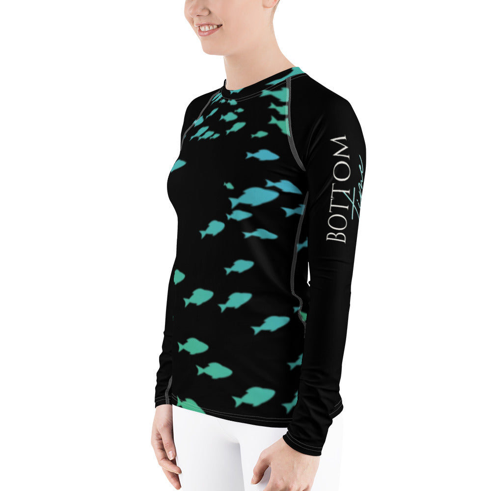 Bottom Time™ Eco-Friendly Women's Rash Guard Ocean, Black, Fish, Sets