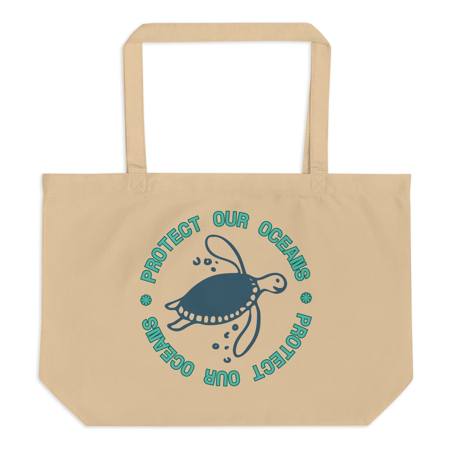 Bottom Time™ Eco-Friendly Large Organic Tote Bag, Sea Turtles, Save Our Oceans