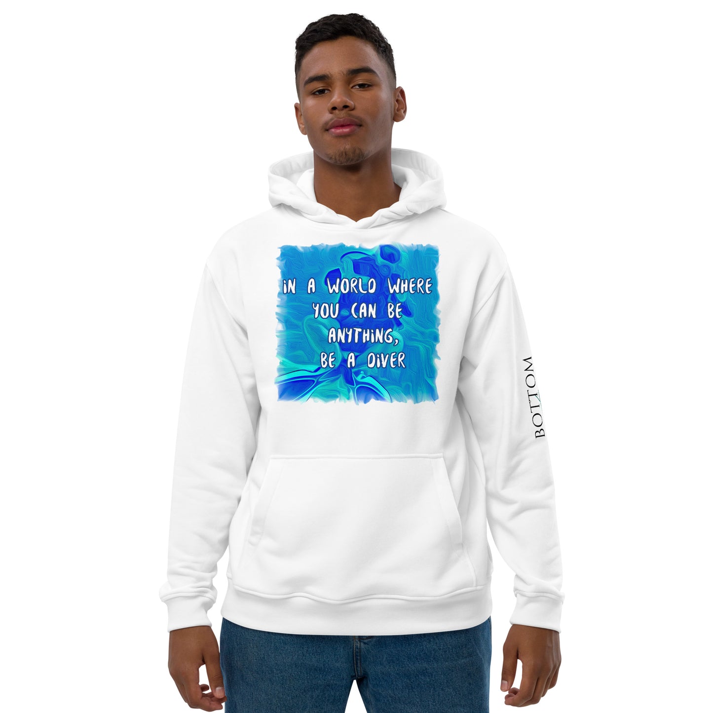 Bottom Time™ Eco-Friendly Unisex Fitted Hoodie, Scuba Diver Hoodie