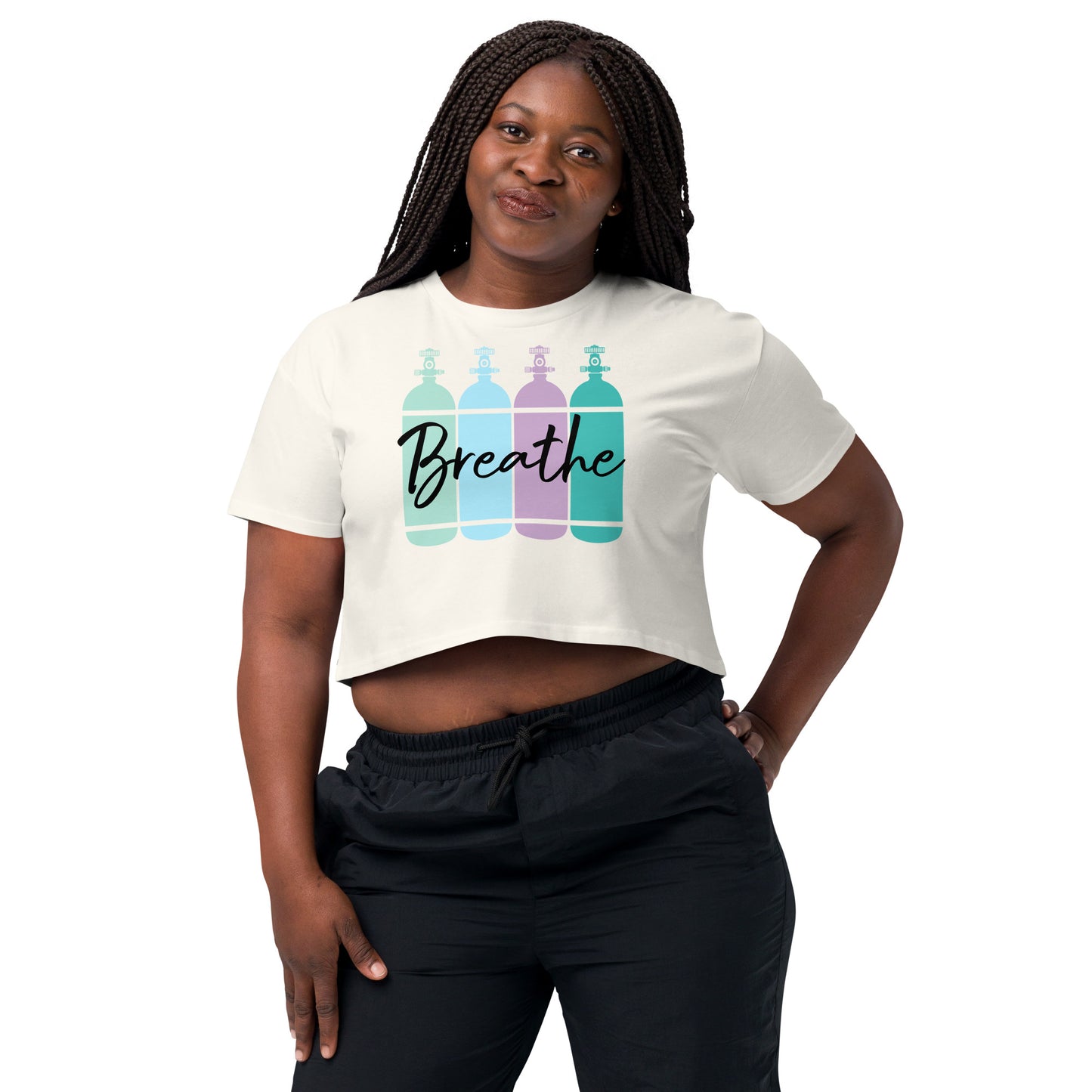 Bottom Time™ Eco-Friendly Women’s crop top, Women's Dive Day, Scuba Diver