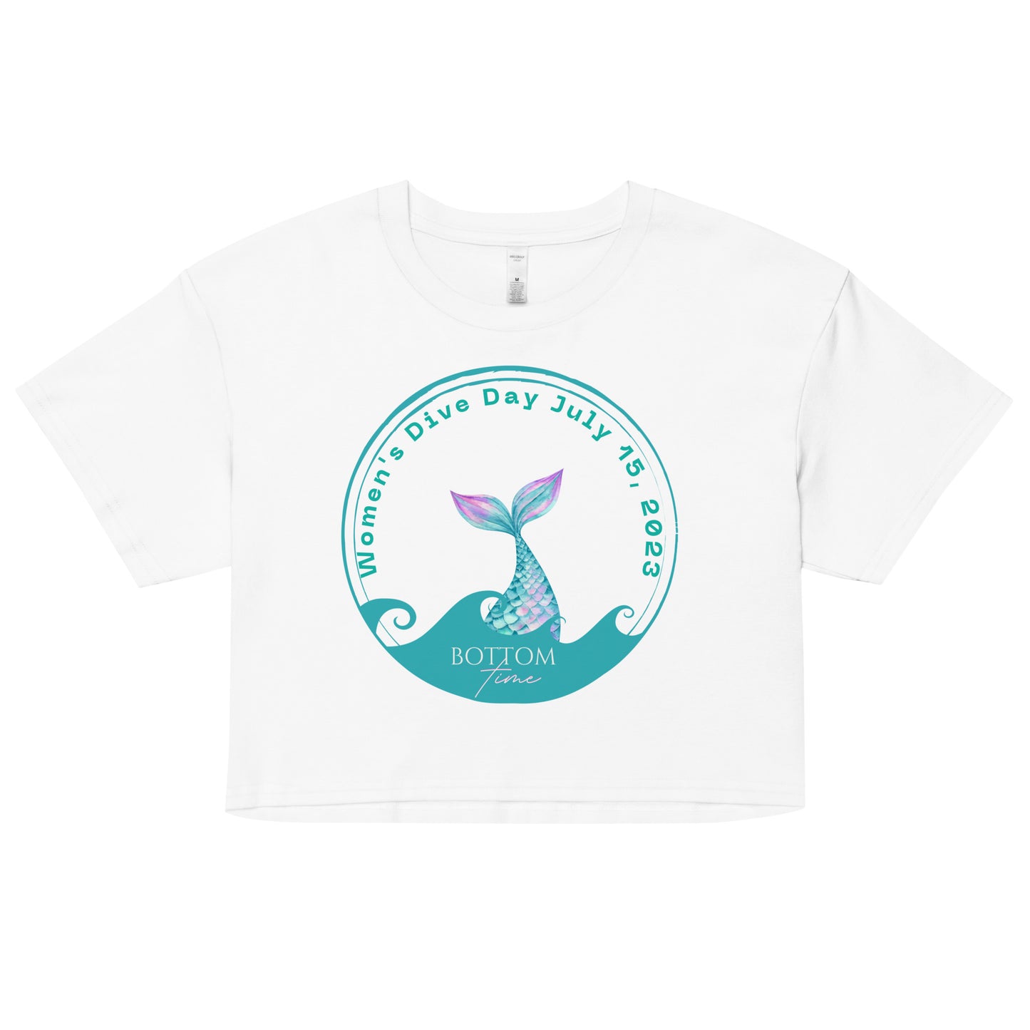 Bottom Time™ Eco-Friendly Women’s crop top, Women's Dive Day, Scuba Diver