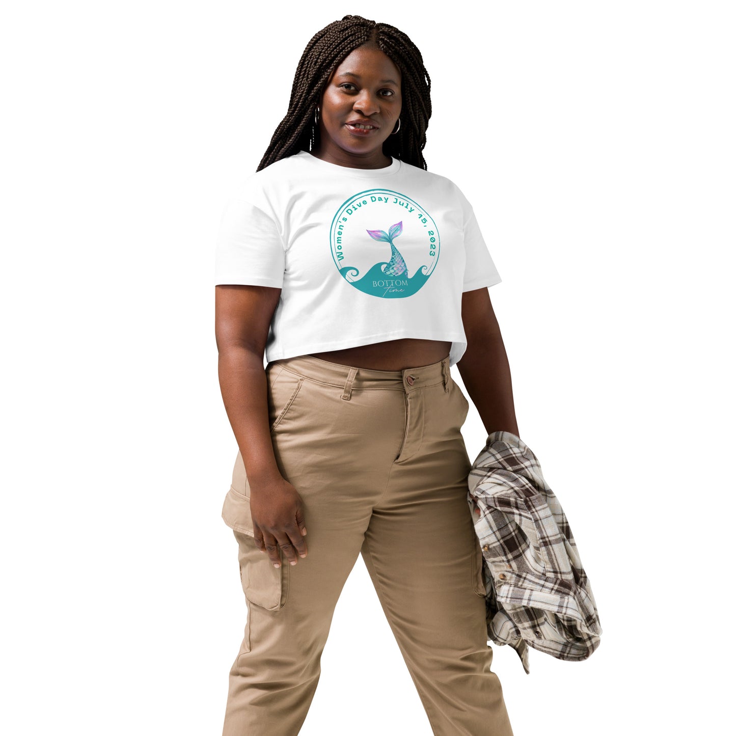 Bottom Time™ Eco-Friendly Women’s crop top, Women's Dive Day, Scuba Diver