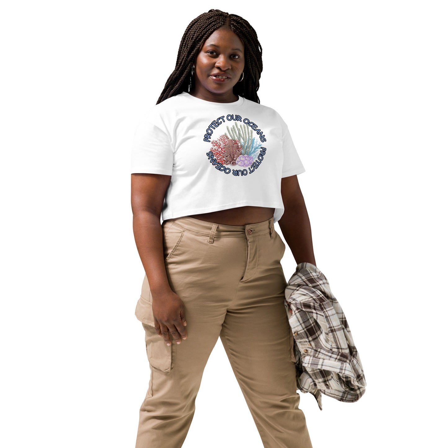 Bottom Time™ Eco-Friendly Women’s crop top, Scuba Diver, Save our Oceans