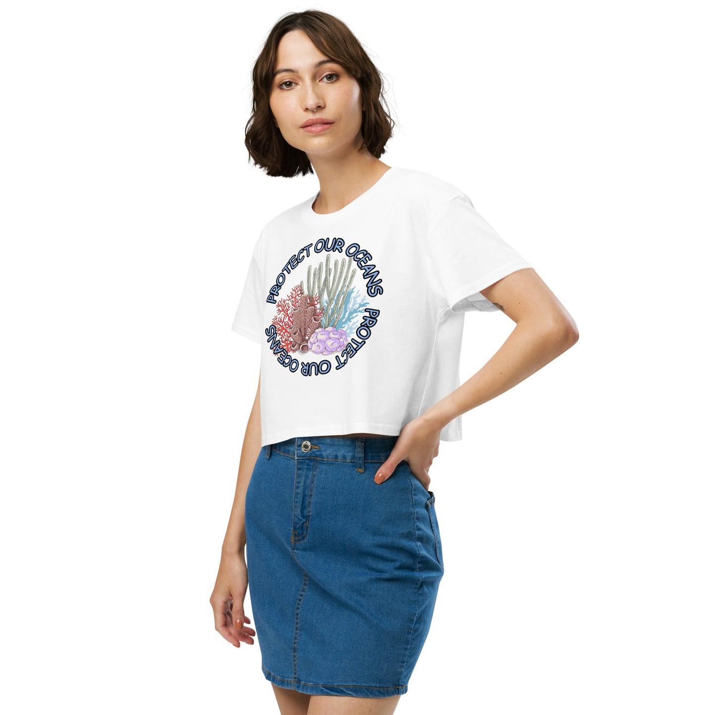 Bottom Time™ Eco-Friendly Women’s crop top, Scuba Diver, Save our Oceans