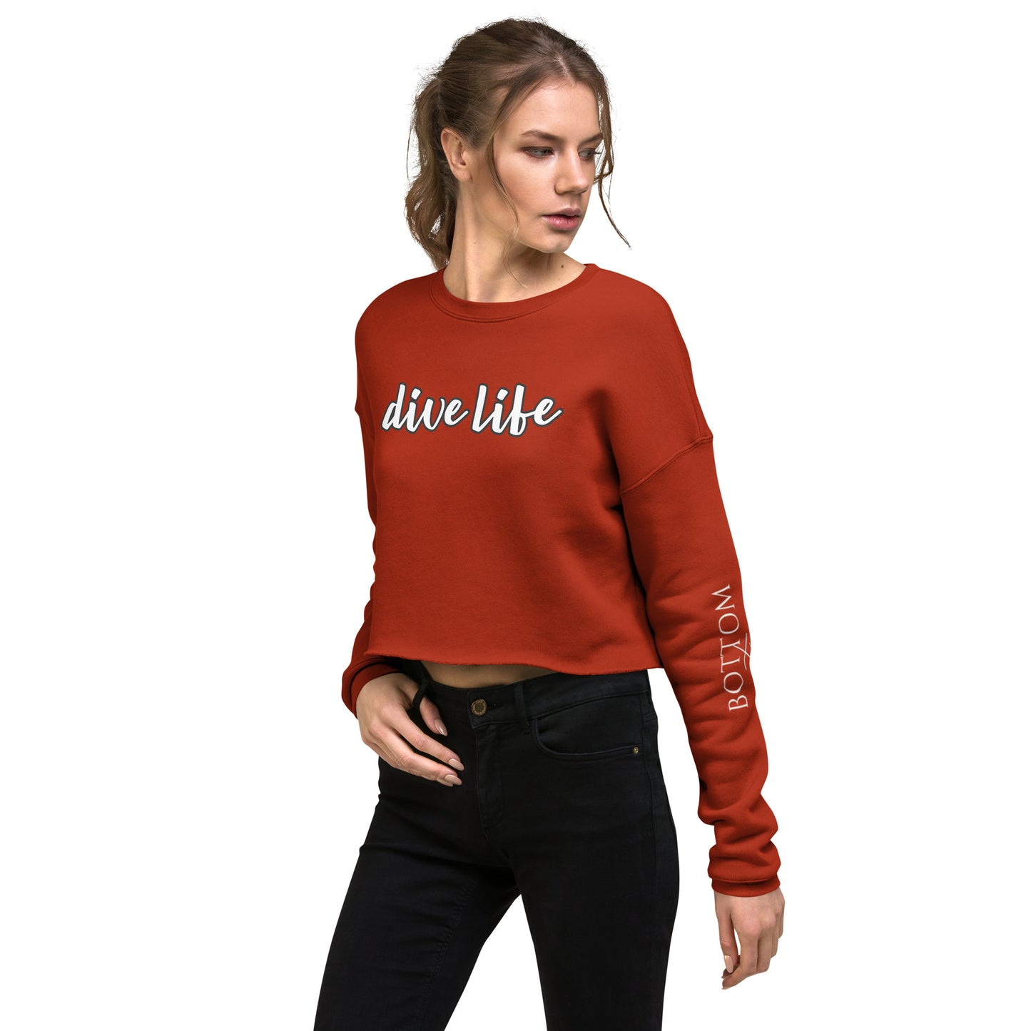 Bottom Time™ Eco-Friendly Cropped Sweatshirt, Women Scuba Diver, Dive life