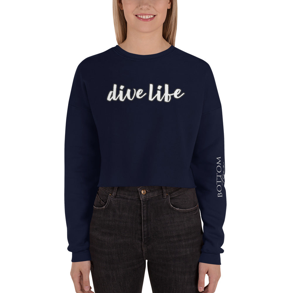 Bottom Time™ Eco-Friendly Cropped Sweatshirt, Women Scuba Diver, Dive life