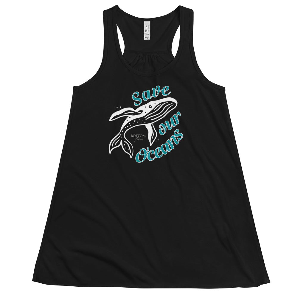 Bottom Time™ Eco-Friendly Ladies’  Flowy Racerback Tank, ProtectWomen's, Save the whales