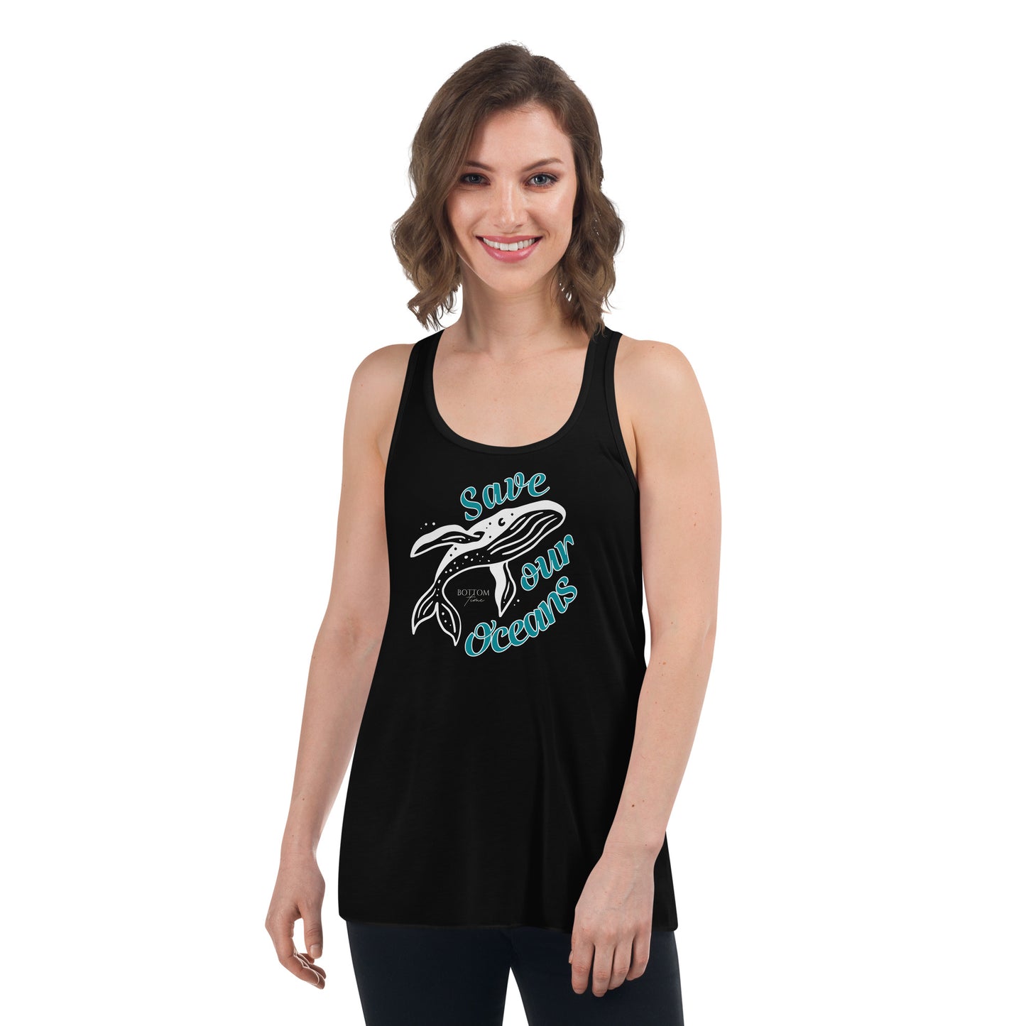 Bottom Time™ Eco-Friendly Ladies’  Flowy Racerback Tank, ProtectWomen's, Save the whales